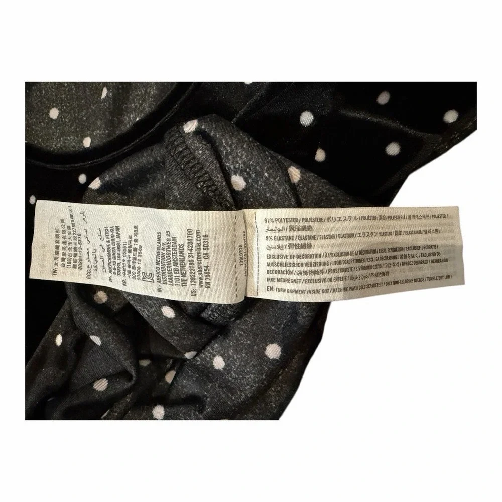 Abercrombie & Fitch Black Velvet Polka Dot Soft Stretch Top Scoop Neck — Size M - Picture 8 of 9